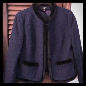 Talbots size 10 petite  blue tweed blazer